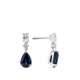 Pear Cut Sapphire and Diamond Drop Earrings in 18ct White Gold