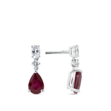 Pear Cut Ruby and Diamond Drop Earrings in 18ct White Gold