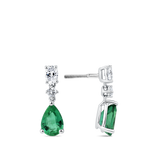 Pear Cut Emerald and Diamond Drop Earrings in 18ct White Gold Hardy Brothers Jewellers