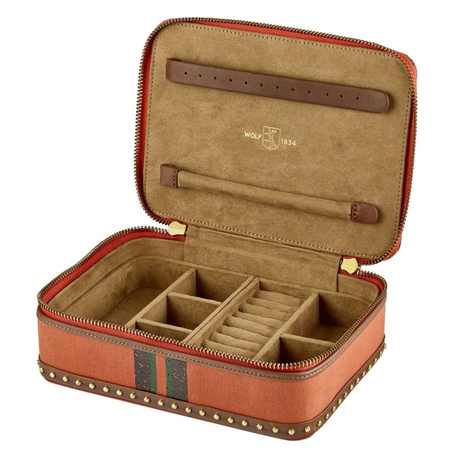 Wolf Ida Orange Travel Zip Jewellery Case 190045