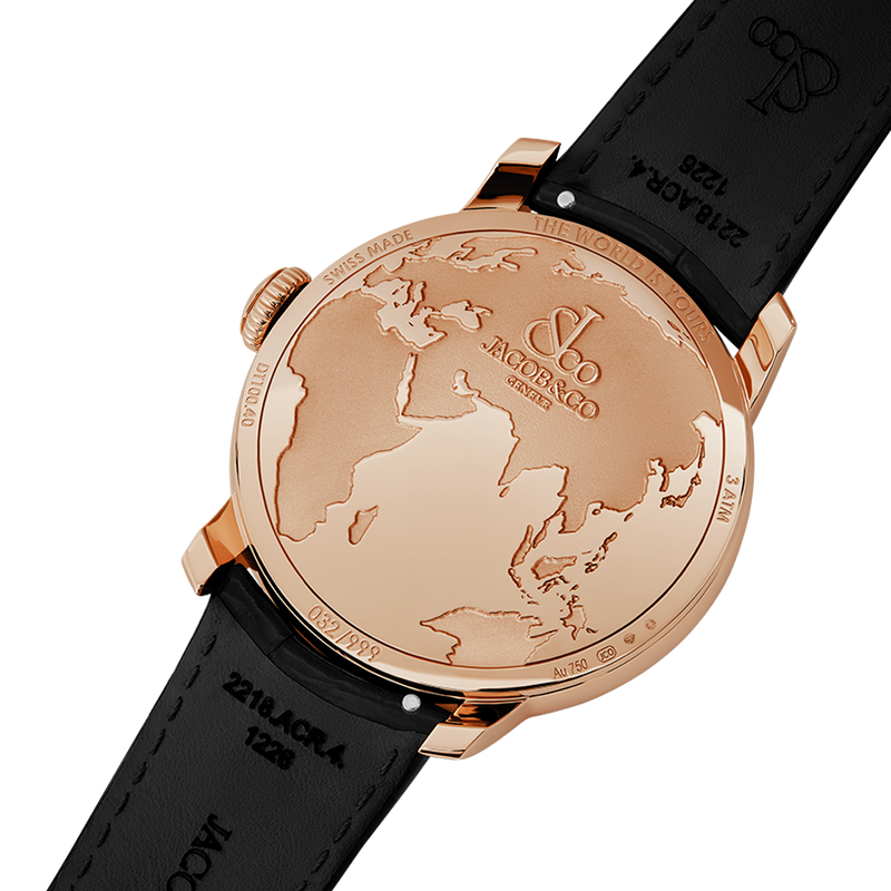 JACOB & CO THE WORLD IS YOURS AUTOMATIC BLACK DUAL TIME ZONE 43MM