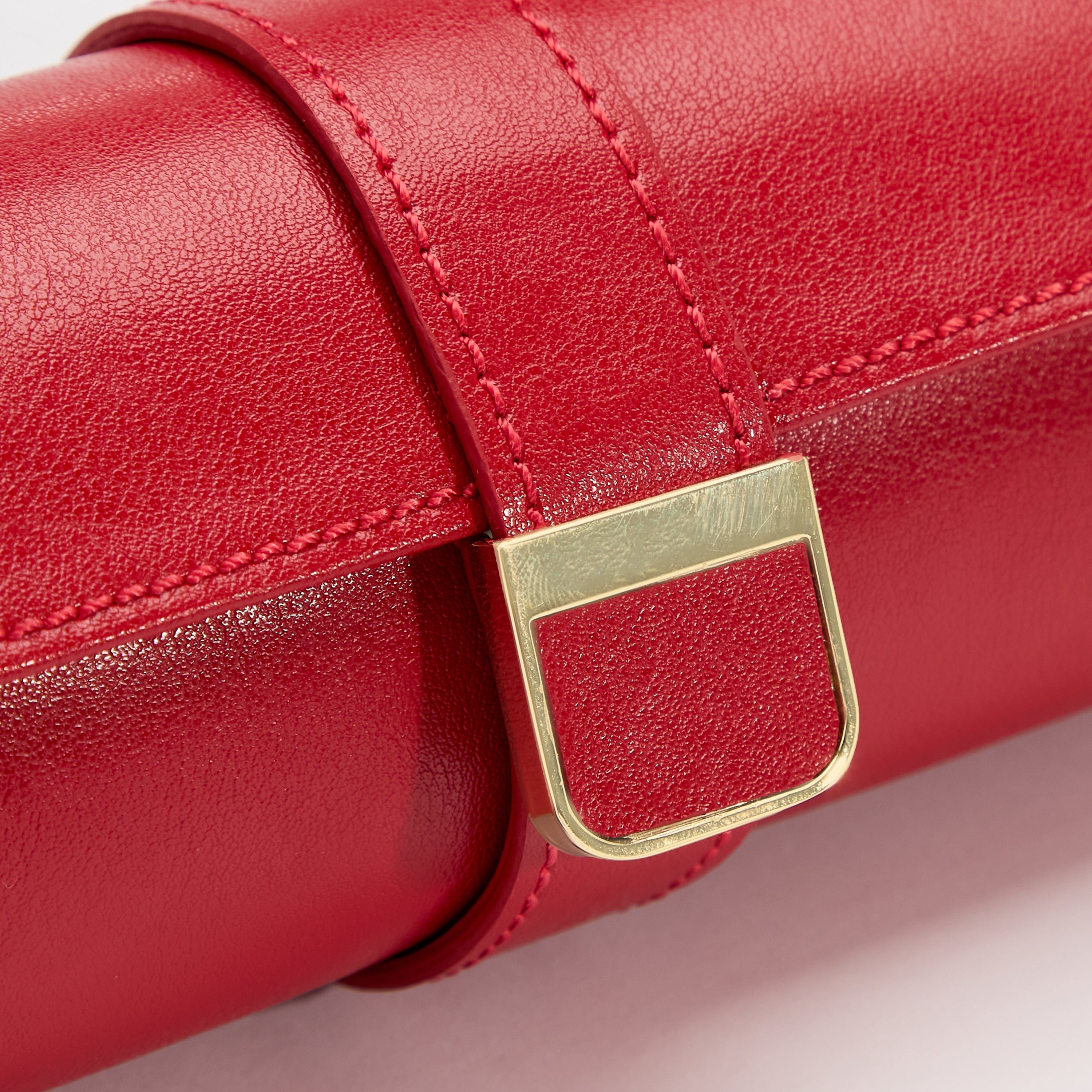 Wolf Palermo Red Double Watch Roll with Jewellery Pouch 213972