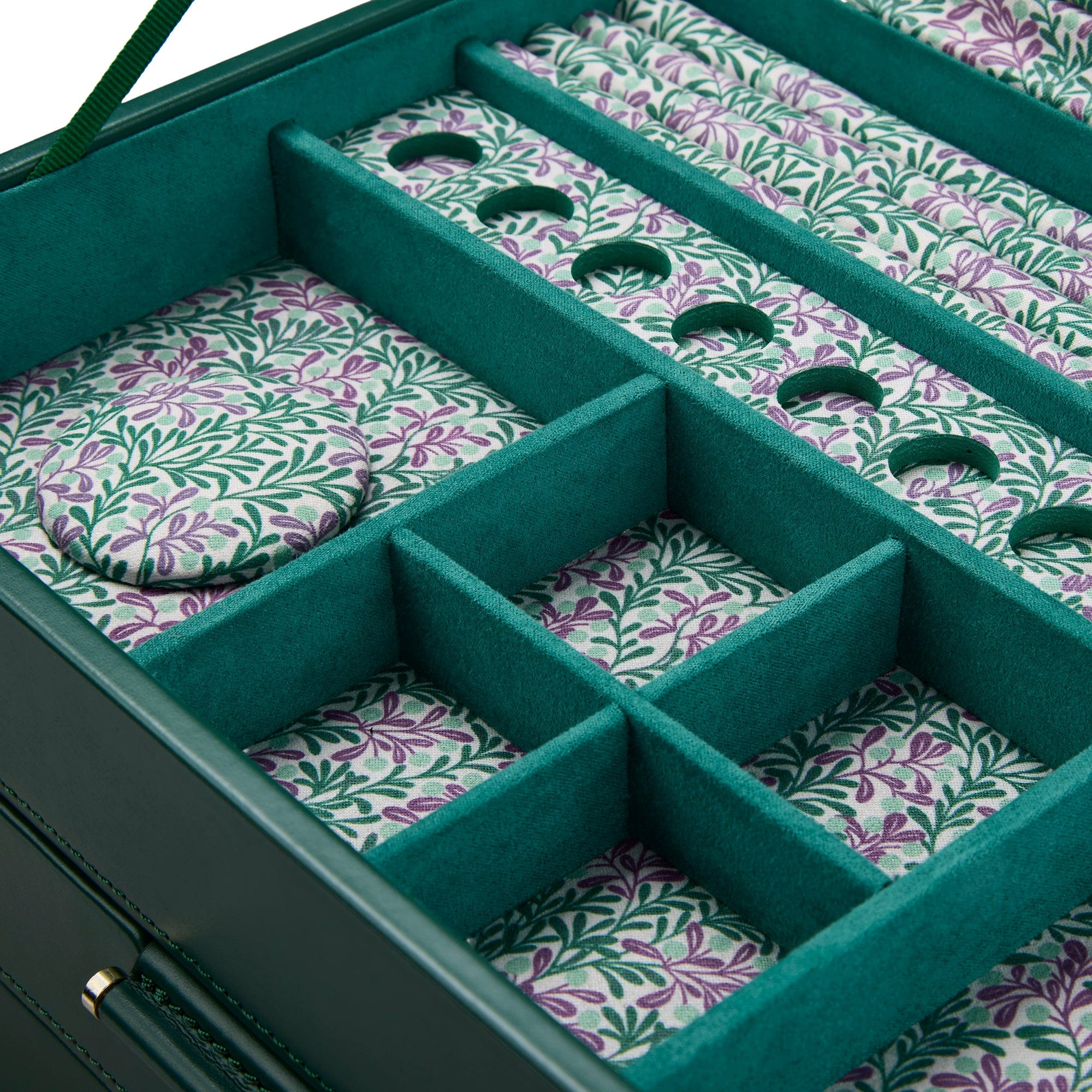 WOLF Sophia Forest Green Fruit Botanical Large Jewellery Box with Drawers 399312