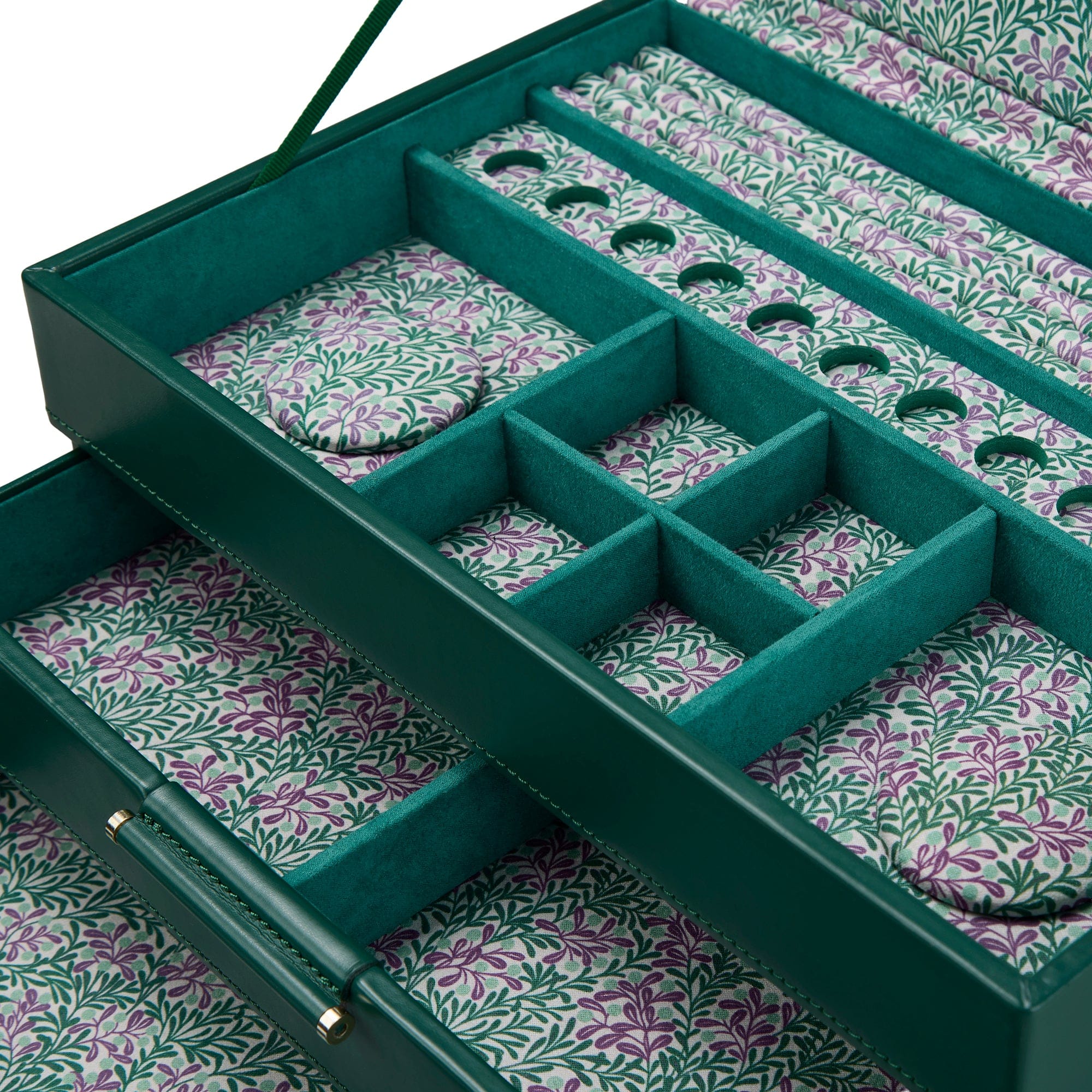 WOLF Sophia Forest Green Fruit Botanical Large Jewellery Box with Drawers 399312