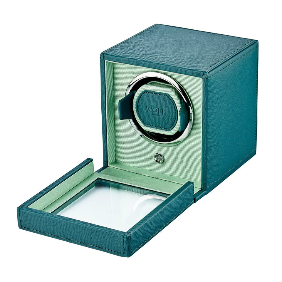 WOLF Cub Single Watch Winder with Cover Teal 461140