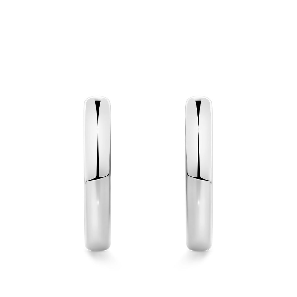 Quintessential Hoop Earrings in 18ct white gold from Hardy Brothers Jewellers, shown front-facing as a pair.