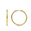 Quintessential Hoop Earrings in 18ct yellow gold from Hardy Brothers Jewellers, shown side-on to highlight the rounded hoop profile.