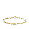 Trombone Link Bracelet with Swivel in 18ct yellow gold from Hardy Brothers Jewellers, shown fastened in a loop to display the swivel clasp and the shape of the bracelet.