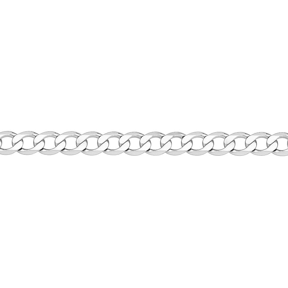 classic Curb Link Bracelet in 18ct White Gold - close up of strong solid links