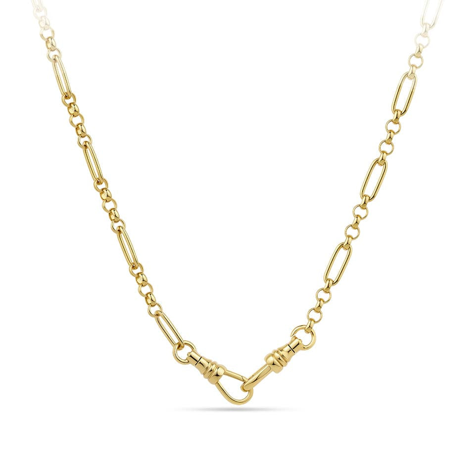 45cm Trombone Link Necklace with Swivel in 18ct Yellow Gold