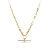 Gold Chain with Removable T-Bar Pendant with Diamond Detailing