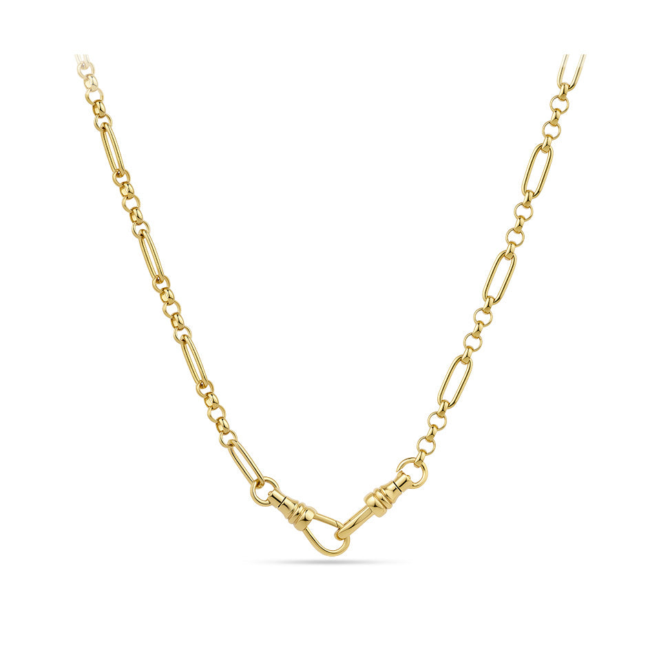 45cm Trombone Link Necklace with Swivel in 18ct Yellow Gold