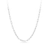 Paperclip Chain in sterling silver from Hardy Brothers Jewellers, shown in full length with its elongated, rectangular links.