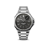 Speake Marin Ripples Black Original Automatic 40.30mm Watch 604015040 shown front on, with its black dial finished in the Maison's signature ripple texture. The stainless steel case features a rounded square bezel and an integrated stainless steel bracelet.