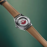 Oris Artelier Date Automatic 38mm Watch 01 733 7810 4055-07 6 20 17FC — The screwed case back features a see-through mineral glass window, offering a partial view of the automatic movement.