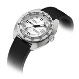DOXA SUB 300 Ti5 Whitepearl 42.5mm Automatic Dive Watch in grade 5 titanium with white pearl dial on black rubber strap, reference 823.50.011.20