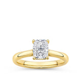 Long Cushion Cut Engagement Ring in 18ct Yellow Gold
