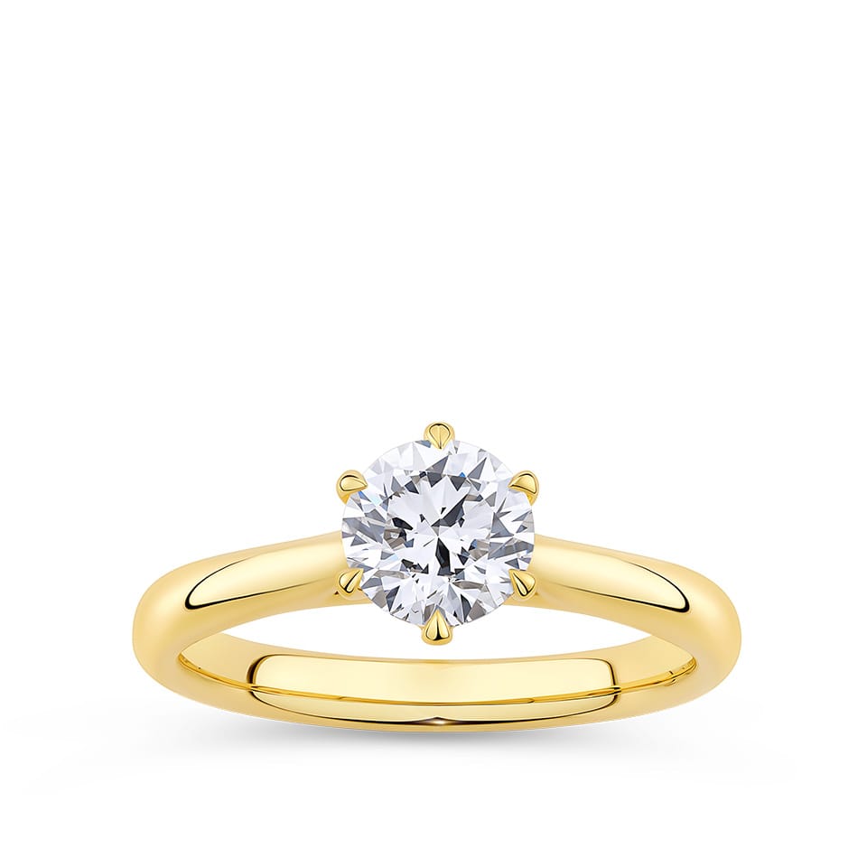 Round Brilliant Cut Diamond Engagement Ring in 18ct Yellow Gold