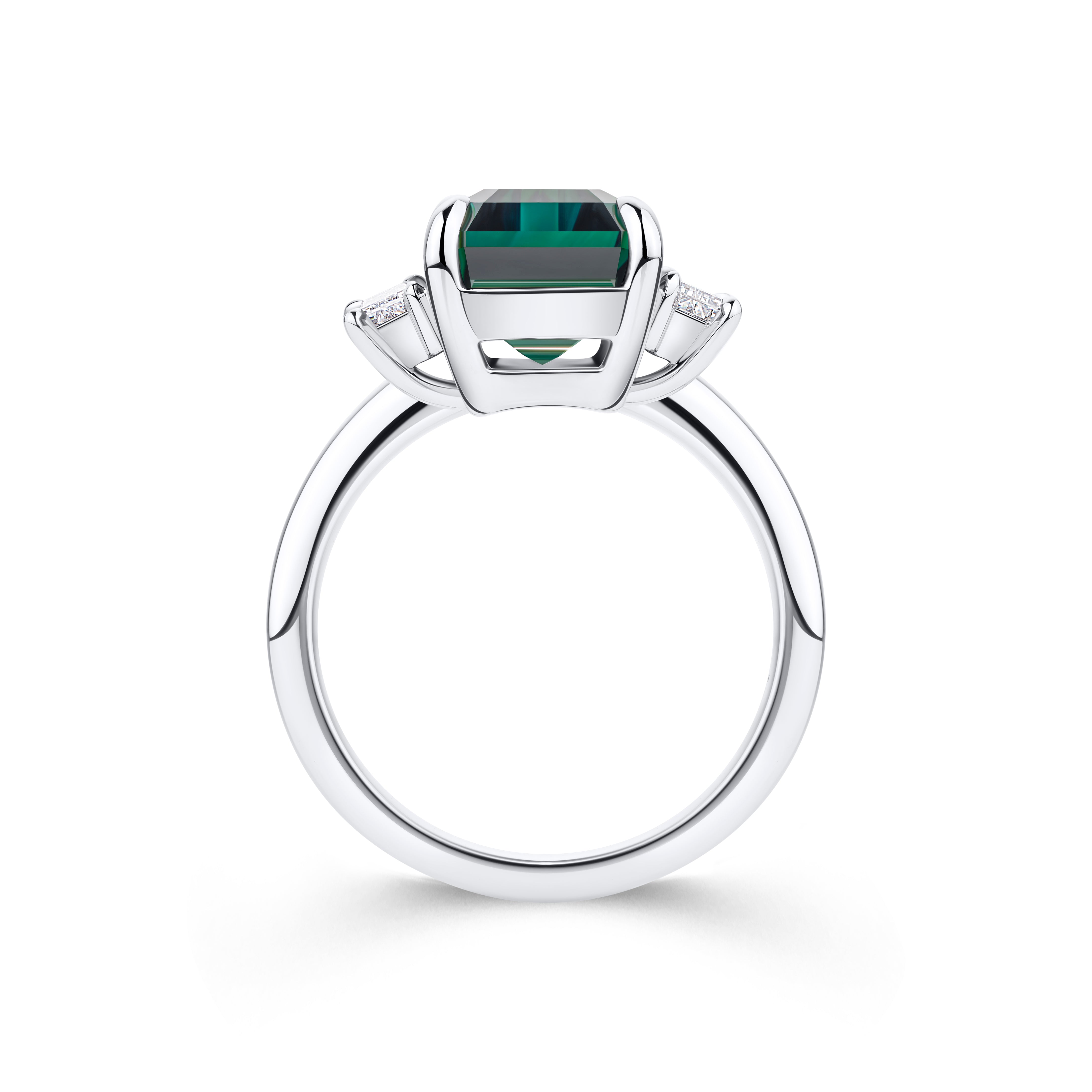 9.63ct Lagoon Tourmaline and 0.82ct Diamond Ring in 18ct White Gold