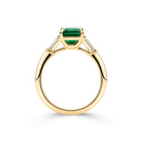 2.09 Carat Colombian Emerald and 0.10 Carat Diamond Trilogy Ring in 18ct Yellow Gold