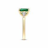 2.09 Carat Colombian Emerald and 0.10 Carat Diamond Trilogy Ring in 18ct Yellow Gold