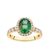 Green Tourmaline Oval and Diamond Halo Ring in 18ct Yellow Gold
