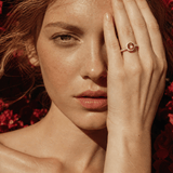 Pink Tourmaline Round and Diamond Halo Ring in 18ct Rose Gold
