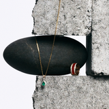 Pear Cut Emerald and Diamond Halo Pendant in 18ct Yellow and White Gold