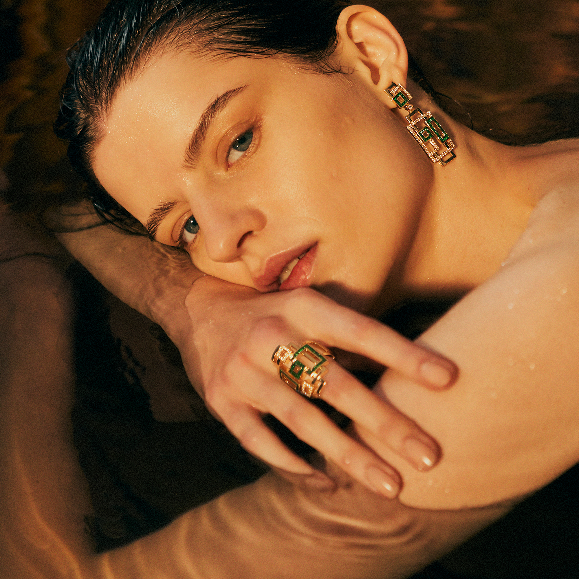 Kalon Emerald and Diamond Earrings