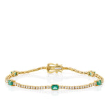 1.47 Carat Emerald and Diamond Bracelet in 18ct Yellow Gold