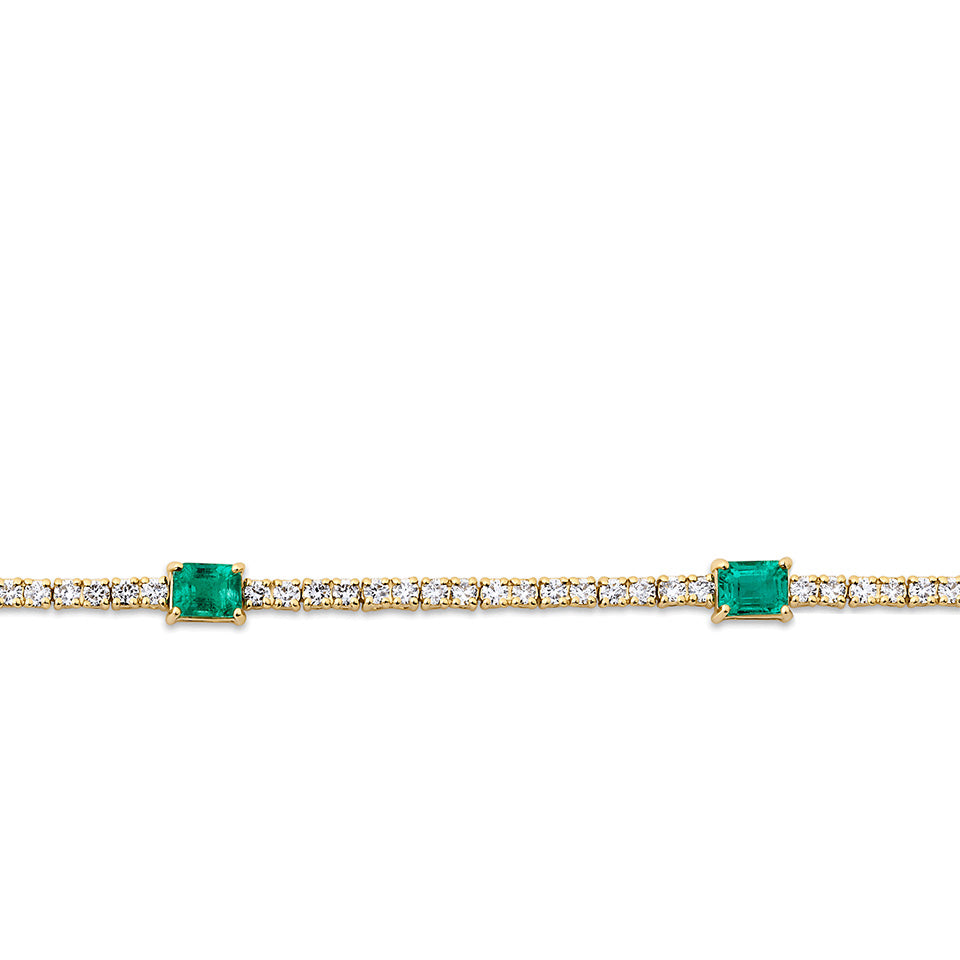 1.47 Carat Emerald and Diamond Bracelet in 18ct Yellow Gold