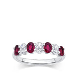 Ruby and Diamond Alternating Half Eternity Ring in 18ct White Gold