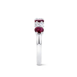 Ruby and Diamond Alternating Half Eternity Ring in 18ct White Gold