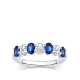 Sapphire and Diamond Alternating Half Eternity Ring in 18ct White Gold