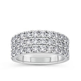 Quintessential 3.00 Carat Diamond Ring in 18ct white gold from Hardy Brothers Jewellers, shown front-on with its triple-row diamond design.