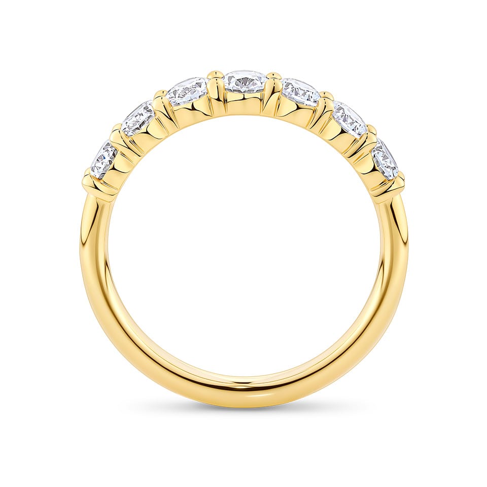 1.45 Carat Oval Cut Diamond Half Eternity Ring in 18ct Yellow Gold