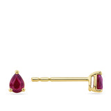 Pear Cut Ruby Stud Earrings in 18ct Yellow Gold