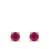 Round Ruby Stud Earrings in 18ct Yellow Gold