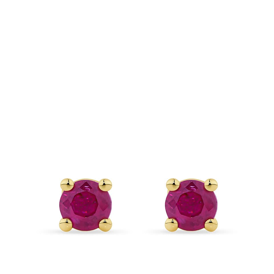 Round Ruby Stud Earrings in 18ct Yellow Gold
