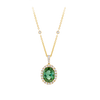 Green Tourmaline Oval and Diamond Halo Pendant in 18ct Yellow Gold