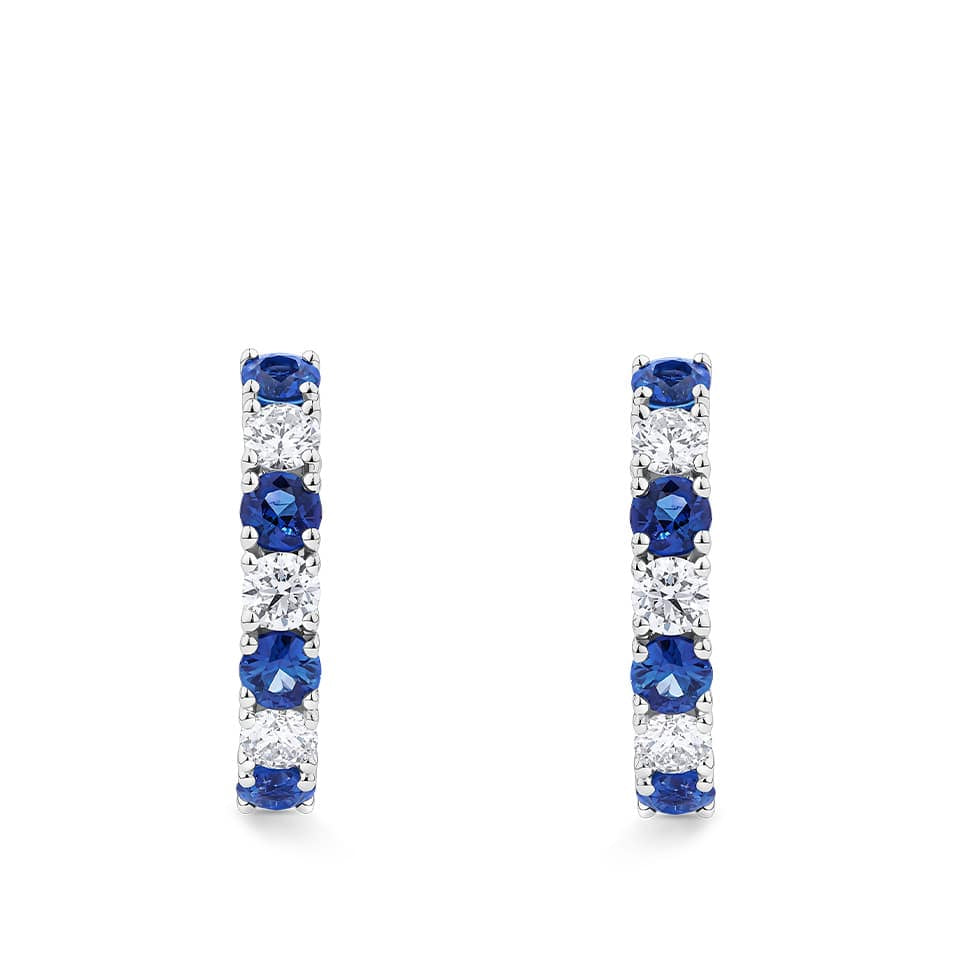 Sapphire and Diamond Huggie Earrings in 18ct White Gold