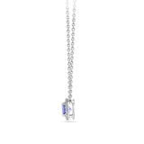 Tanzanite and Diamond Halo Pendant in 18ct White Gold