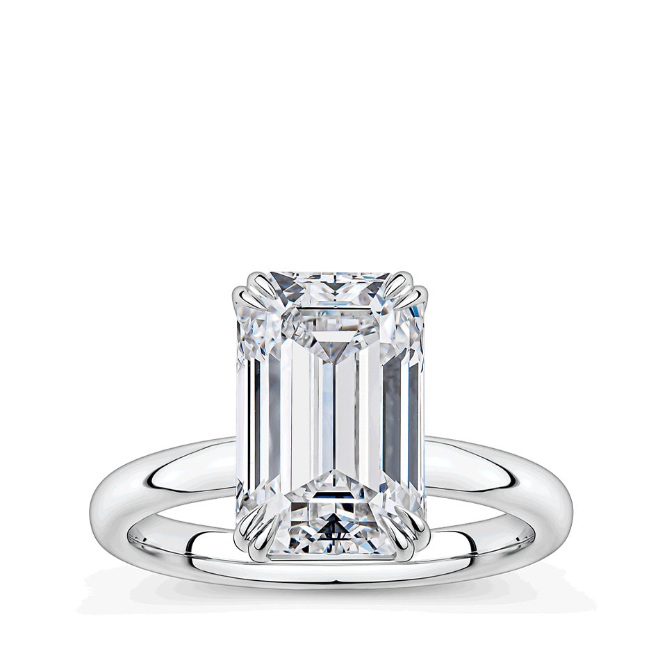 5.02 Carat Emerald Cut Solitaire Engagement Ring in 18ct White Gold