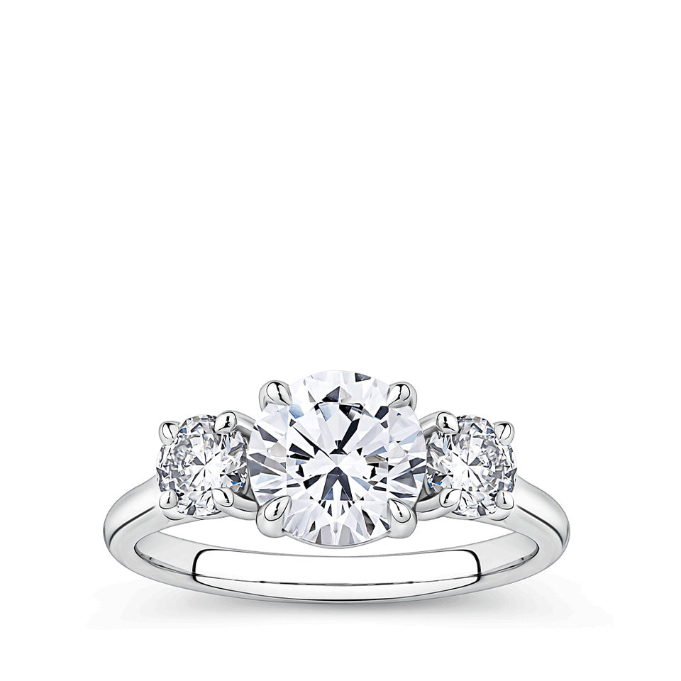 2.18 Carat TDW Round Brilliant Cut Trilogy Engagement Ring in 18ct White Gold