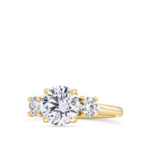 2.50 Carat TDW Round Brilliant Cut Trilogy Engagement Ring in 18ct Yellow Gold