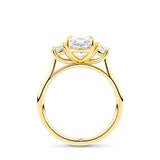 2.42 Carat TDW Cushion Cut Trilogy Engagement Ring in 18ct Yellow Gold