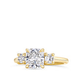 2.42 Carat TDW Cushion Cut Trilogy Engagement Ring in 18ct Yellow Gold