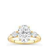 3.00 Carat Oval and Pear Cut Trilogy Engagement Ring in 18ct Yellow Gold