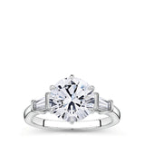 3.02 Carat Round Brilliant and Tapered Baguette Cut Trilogy Engagement Ring in 18ct White Gold