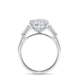 3.02 Carat Round Brilliant and Tapered Baguette Cut Trilogy Engagement Ring in 18ct White Gold